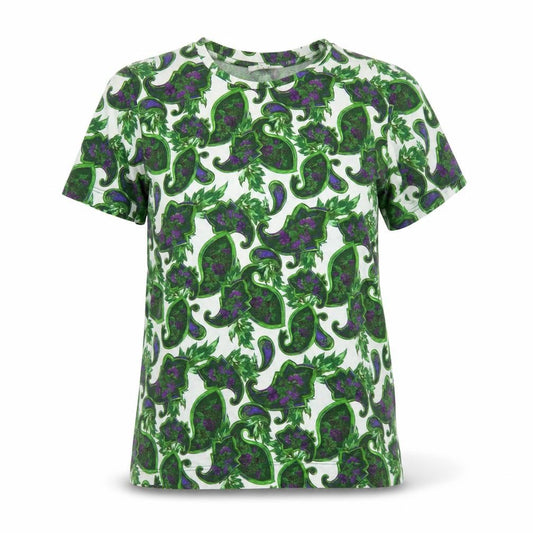 Front view of Sandro Women’s Multicoloured Paisley Cotton T-Shirt, size S