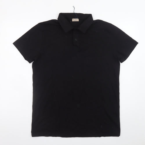 M.I.D.A. Men’s Black Cotton Polo Shirt Size L Casual Classic