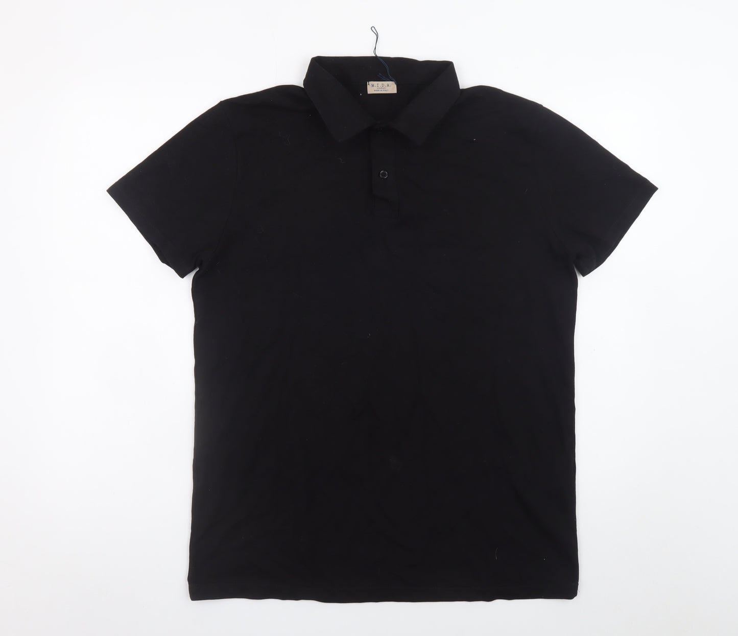 M.I.D.A. Men’s Black Cotton Polo Shirt Size L Casual Classic