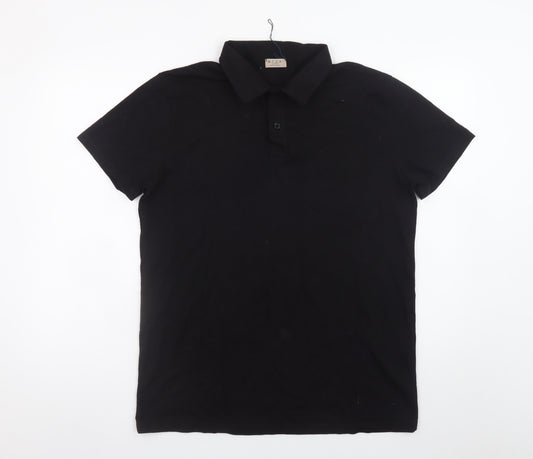 M.I.D.A. Men’s Black Cotton Polo Shirt Size L Casual Classic