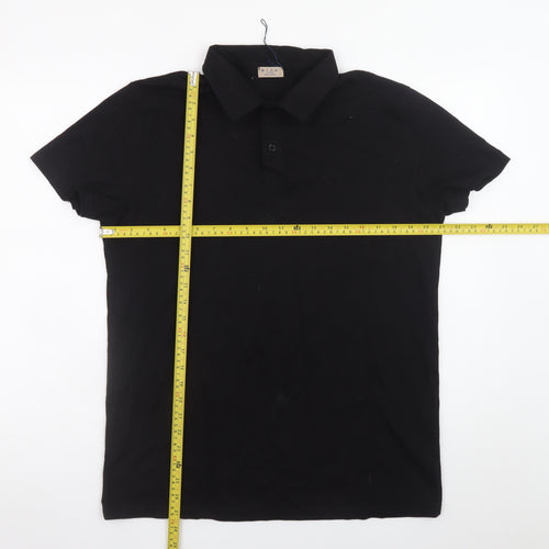 M.I.D.A. Men’s Black Cotton Polo Shirt Size L Casual Classic