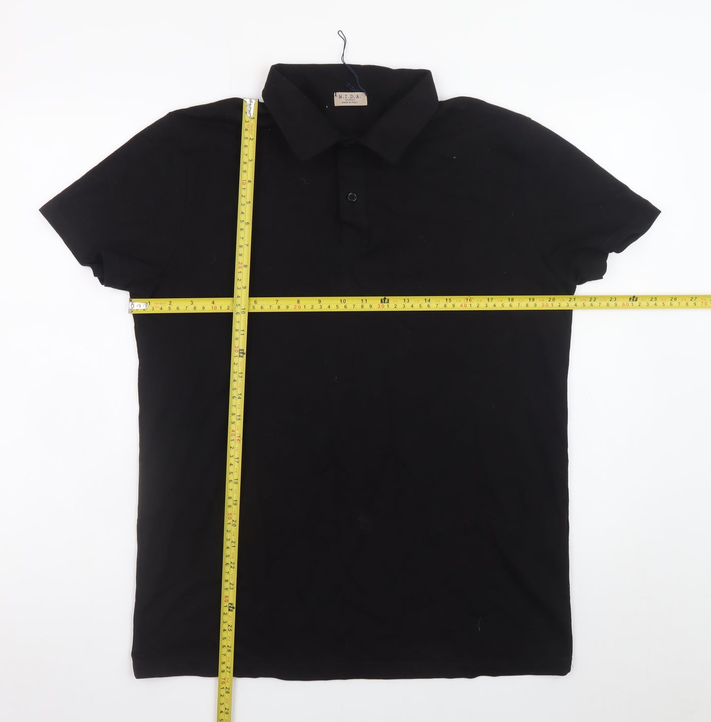 M.I.D.A. Men’s Black Cotton Polo Shirt Size L Casual Classic