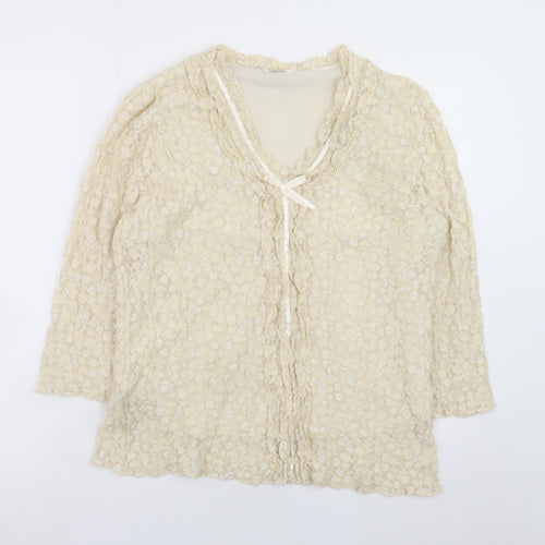 Ayalon Collection Women's Beige Lace Tunic Blouse Size 16