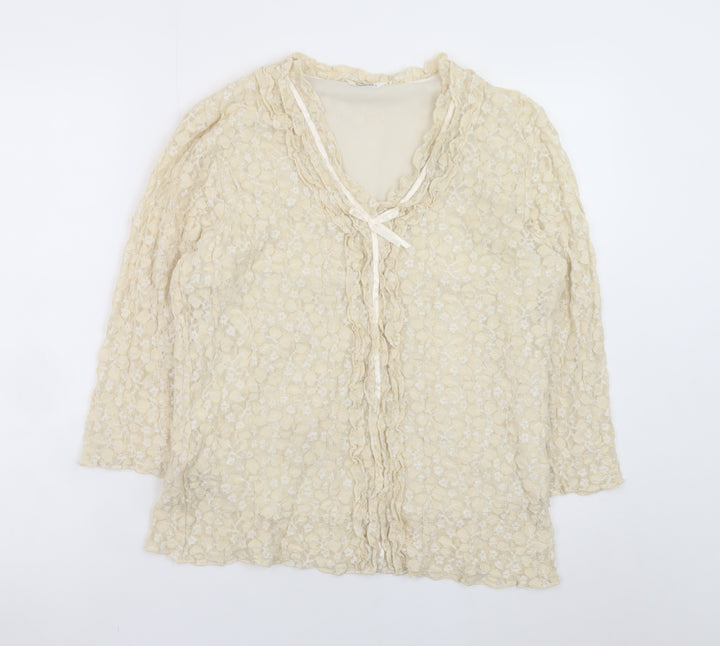 Ayalon Collection Women's Beige Lace Tunic Blouse Size 16