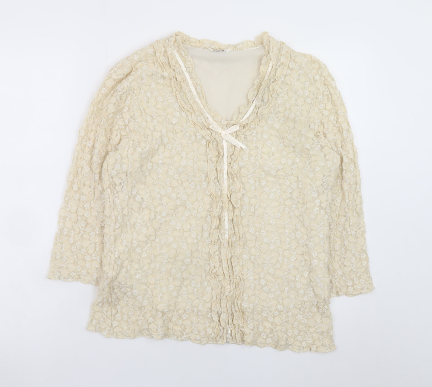 Ayalon Collection Women's Beige Lace Tunic Blouse Size 16