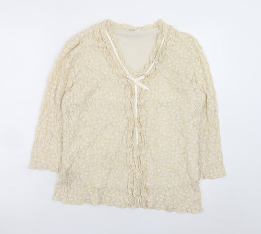 Ayalon Collection Women's Beige Lace Tunic Blouse Size 16