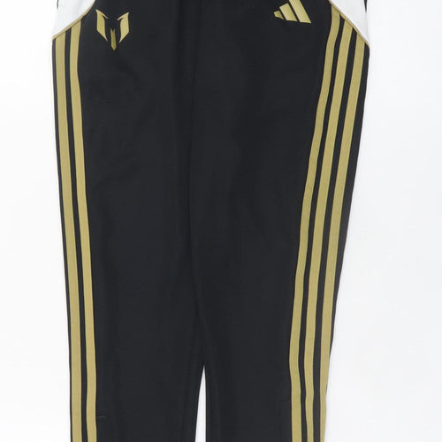 Adidas Teens Black Jogger Trousers 12 Plus with Gold Stripes
