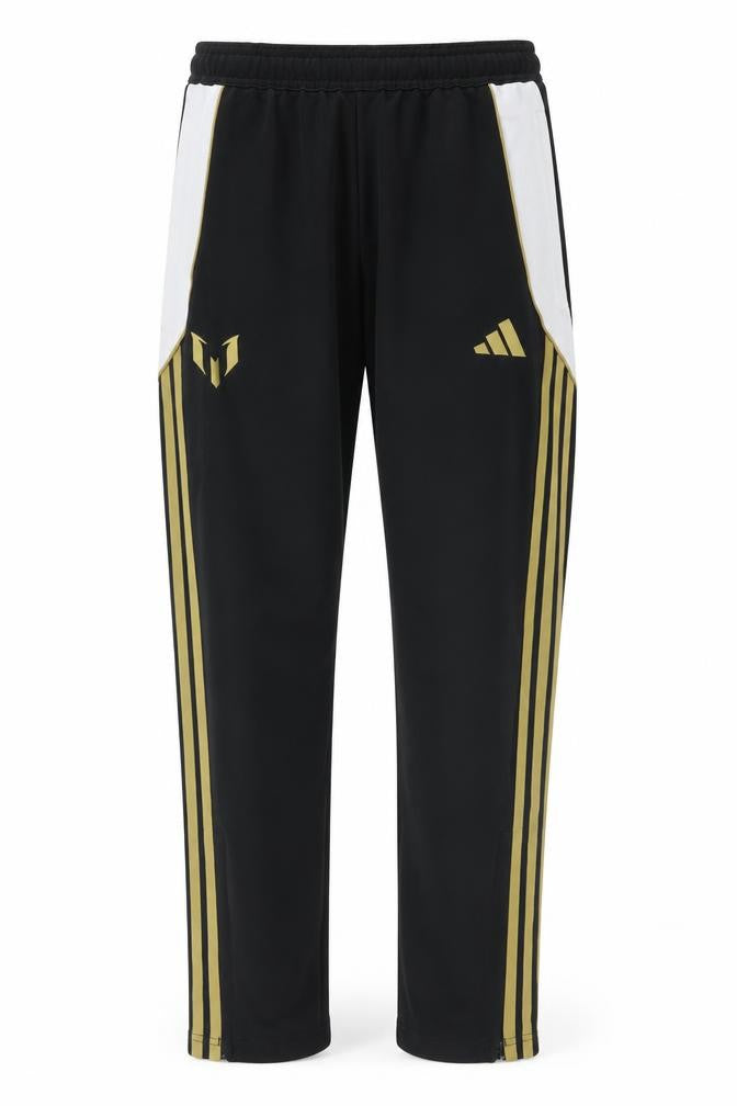 Front view of Adidas Teens Black Jogger Trousers 12 Plus with Gold Stripes