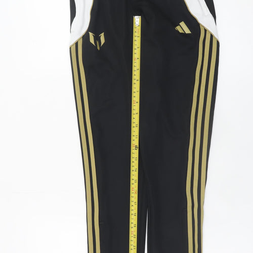 Adidas Teens Black Jogger Trousers 12 Plus with Gold Stripes