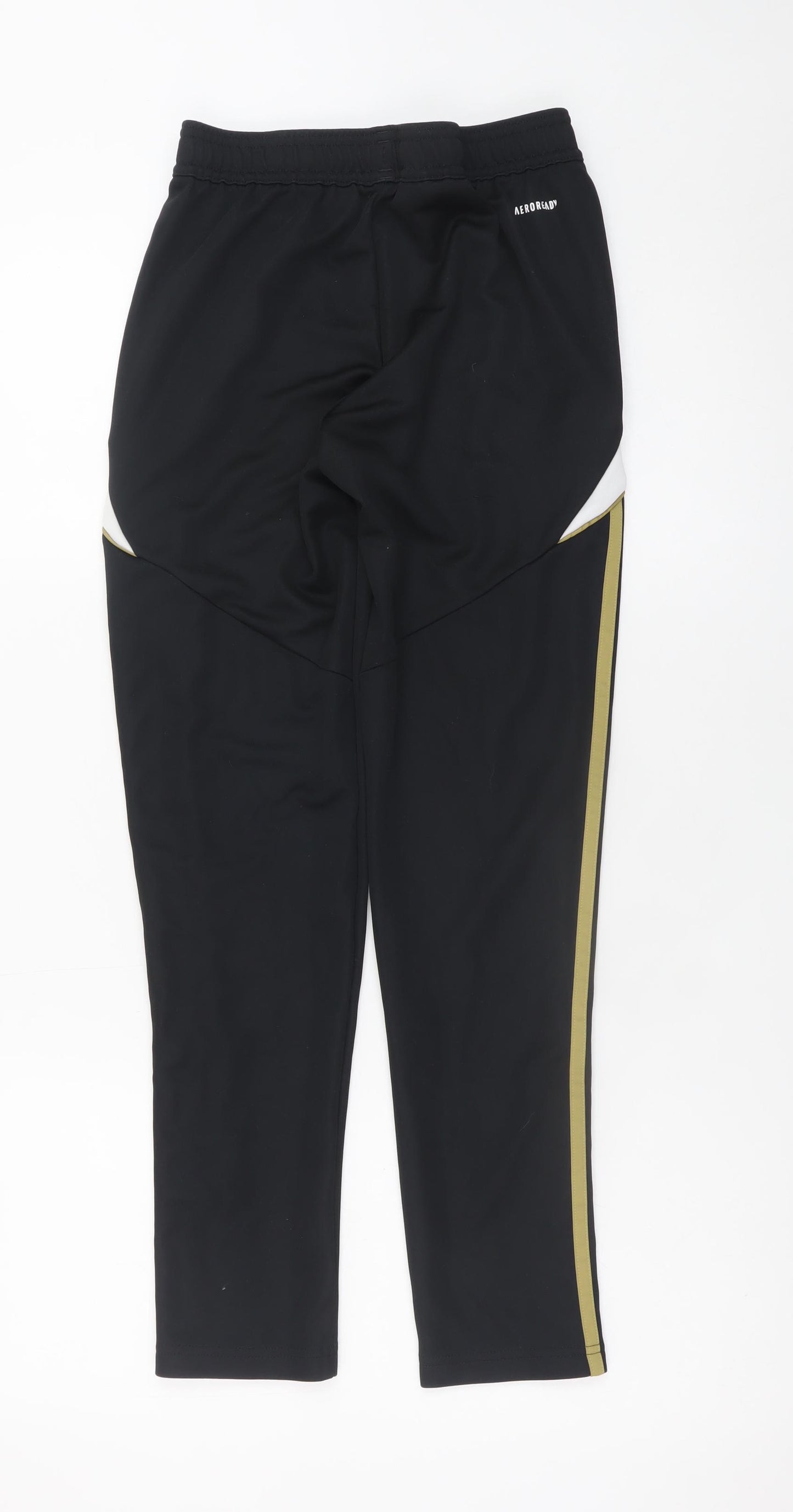 Adidas Teens Black Jogger Trousers 12 Plus with Gold Stripes