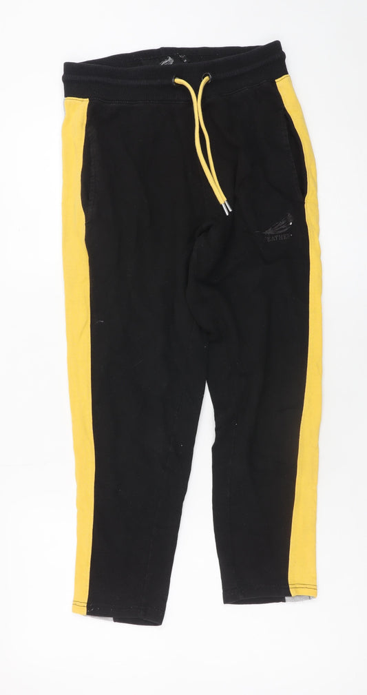 Feathers Men's Black Jogger Trousers M Casual Elastic Waist