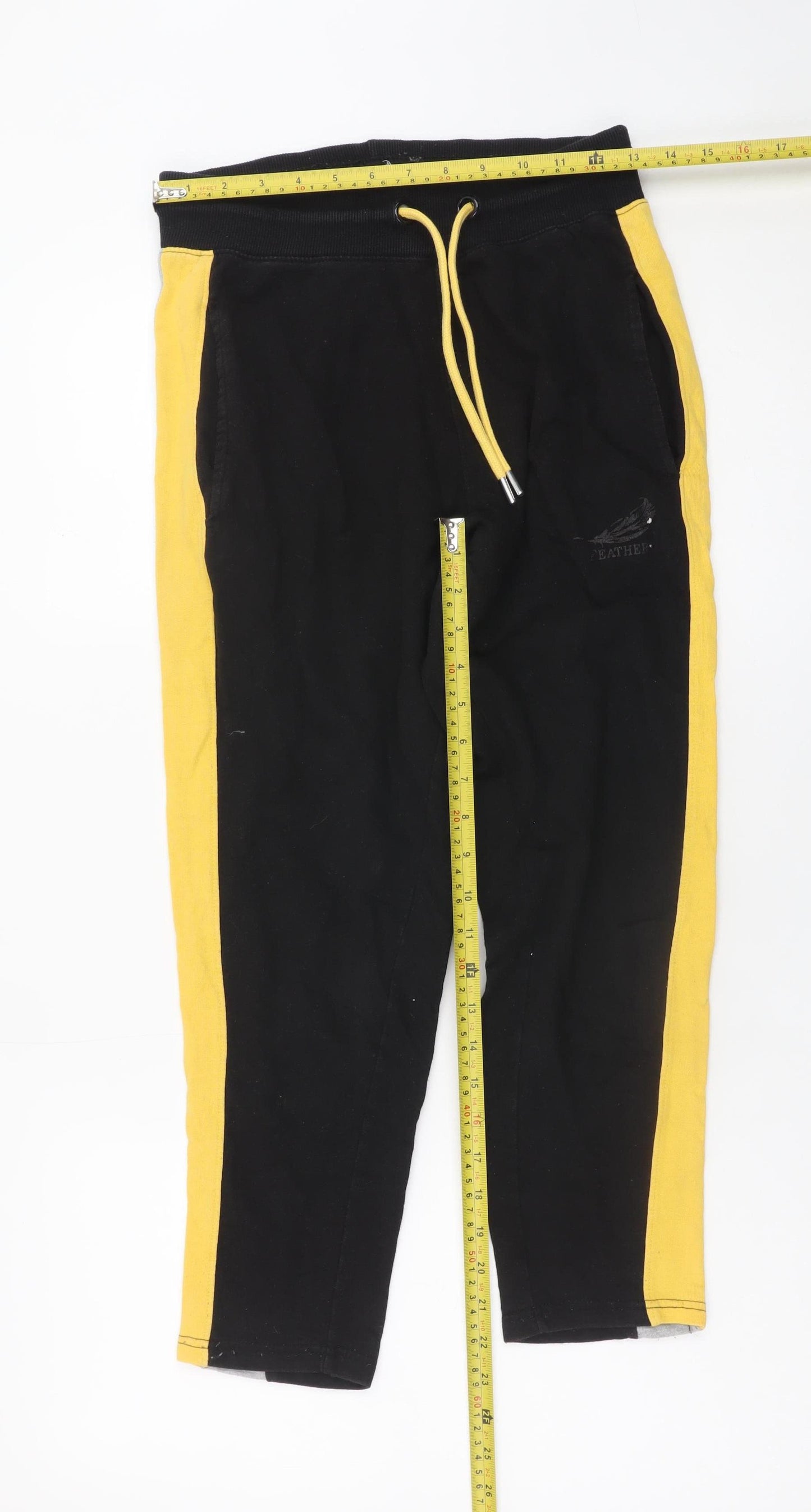 Feathers Men's Black Jogger Trousers M Casual Elastic Waist