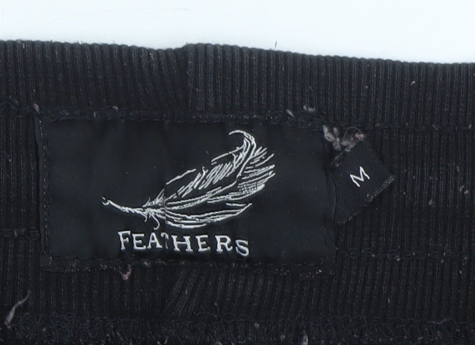 Feathers Men's Black Jogger Trousers M Casual Elastic Waist