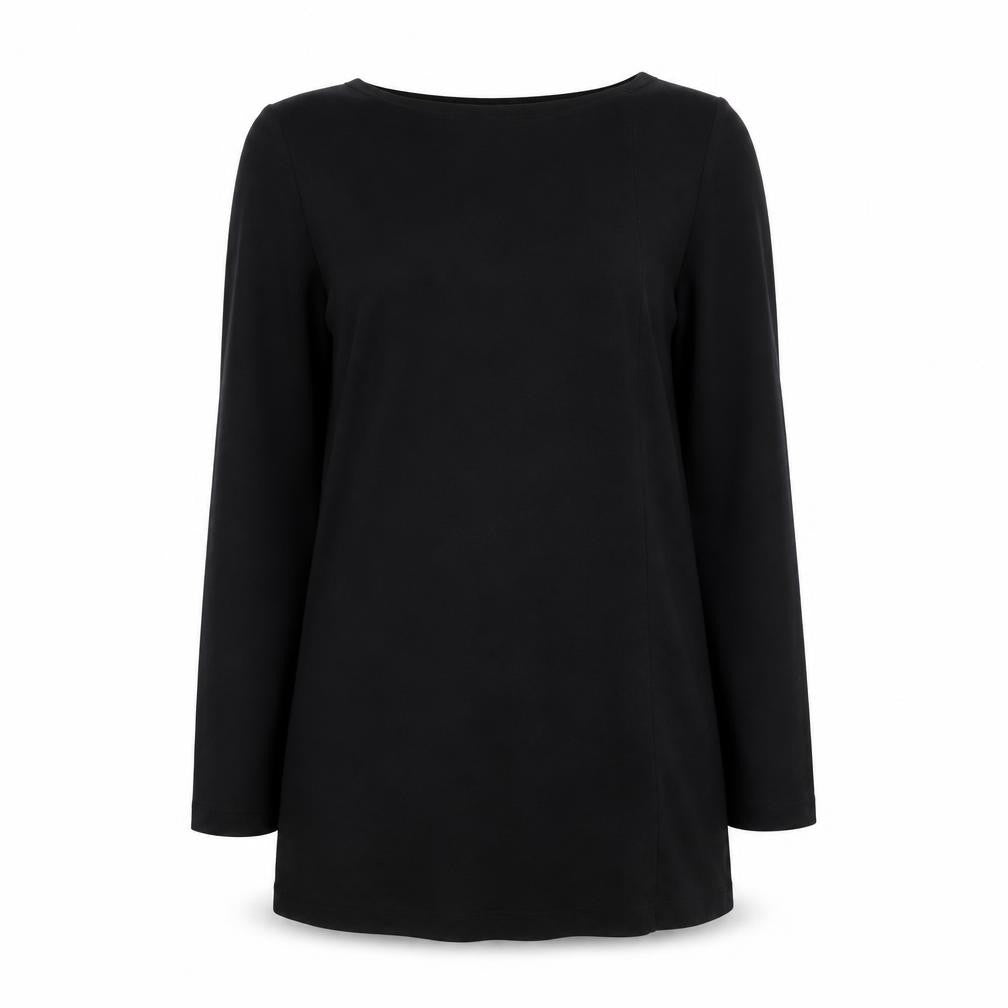 Front view of St Bernard Women Black, size 12, Shift Dress Long Sleeve