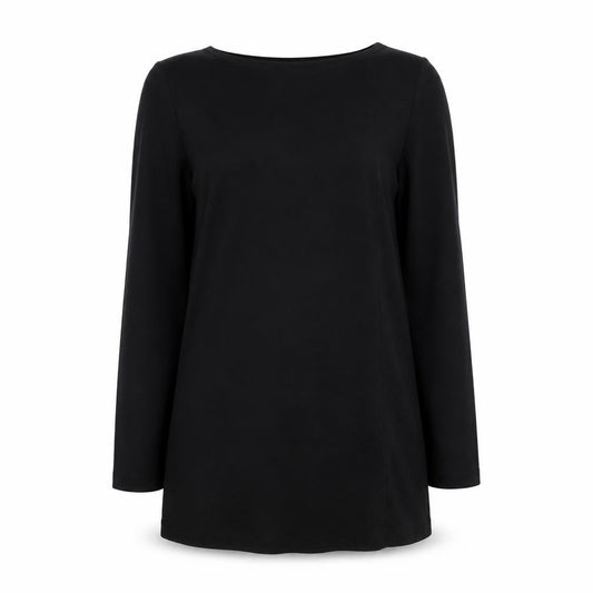 Front view of St Bernard Women Black, size 12, Shift Dress Long Sleeve