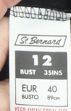 St. Bernard Women Black Size 12 Shift Dress Long Sleeve