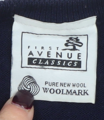 First Avenue Classics Women's Blue Wool Crew Neck Jumper Size 14