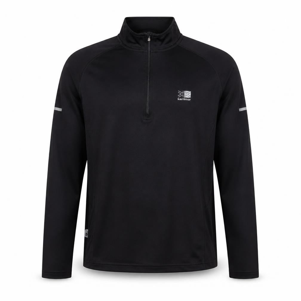 Front view of Karrimor Men's Black Small Running 1/2 Zip Track Jacket