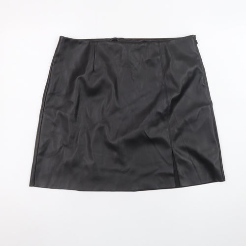 Noisy May Women's Black Faux Leather Short Pencil Skirt L