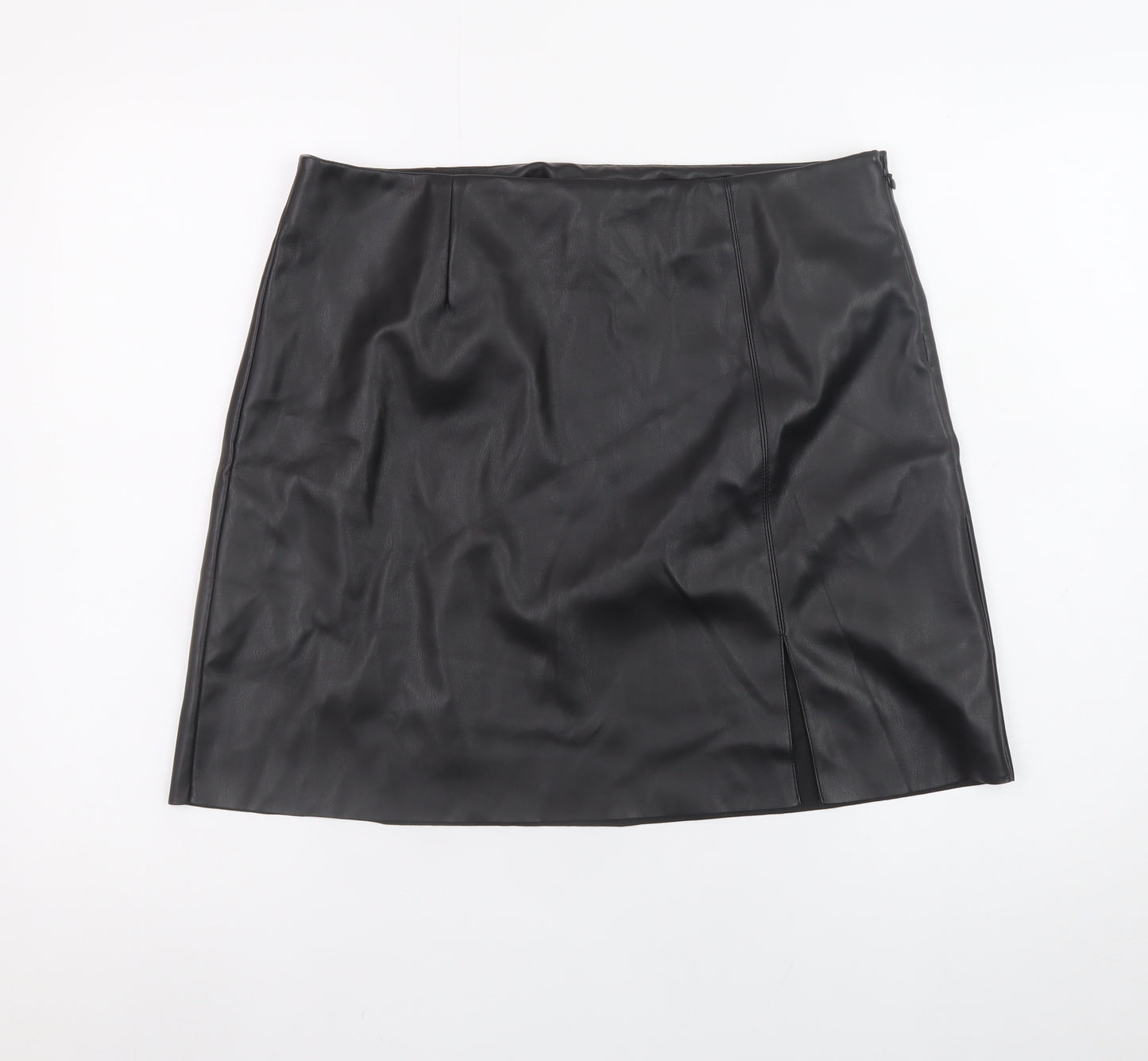 Noisy May Women's Black Faux Leather Short Pencil Skirt L