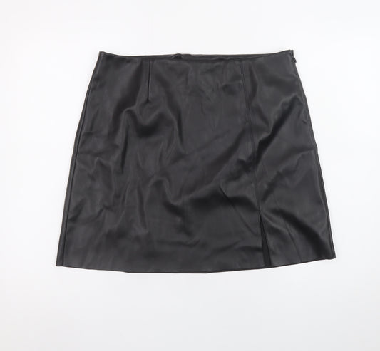 Noisy May Women's Black Faux Leather Short Pencil Skirt L