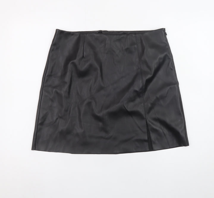 Noisy May Women's Black Faux Leather Short Pencil Skirt L