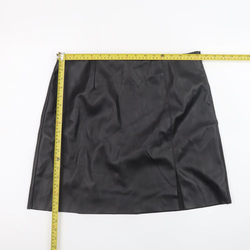 Noisy May Women's Black Faux Leather Short Pencil Skirt L