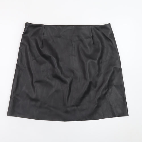 Noisy May Women's Black Faux Leather Short Pencil Skirt L