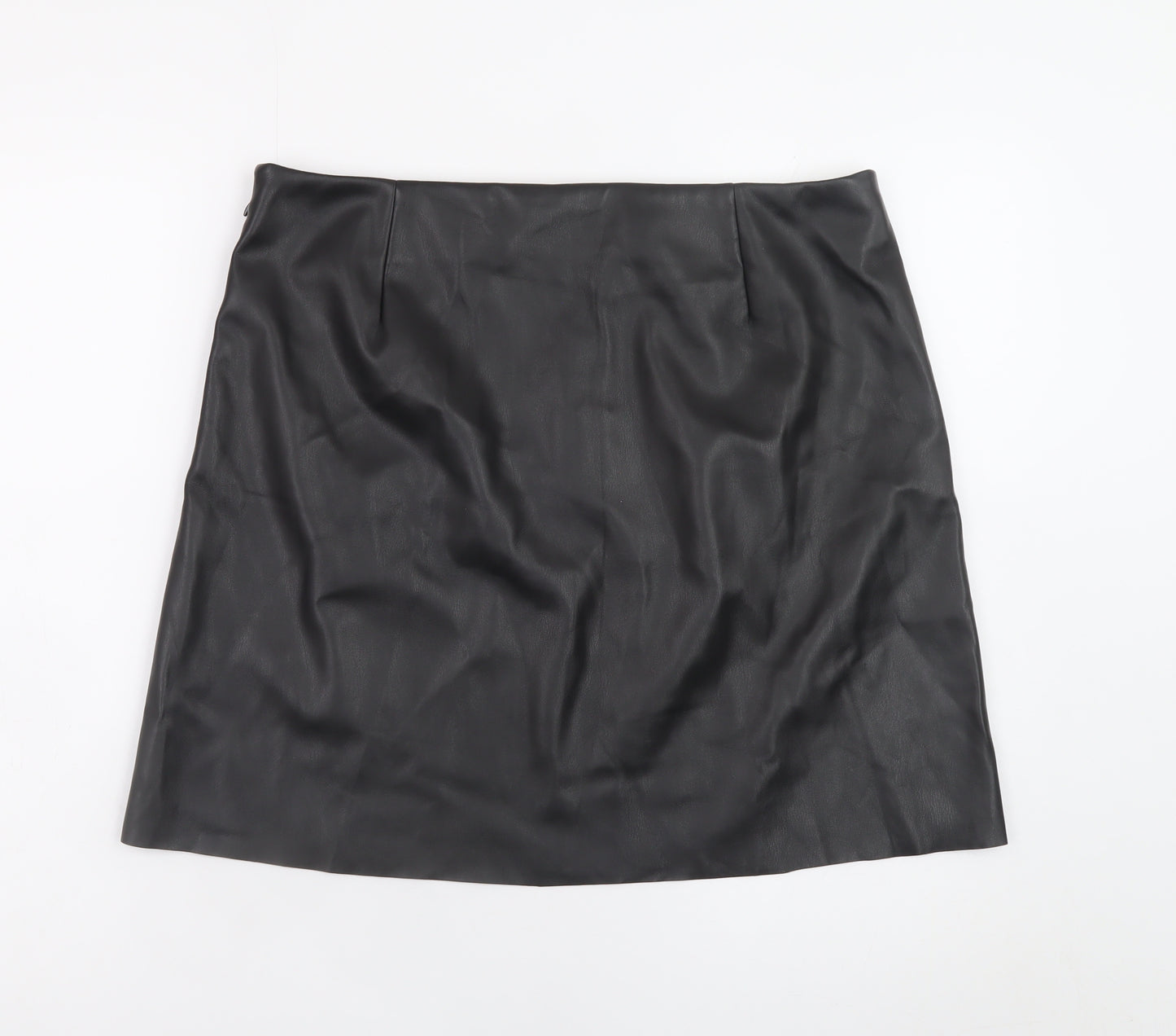 Noisy May Women's Black Faux Leather Short Pencil Skirt L