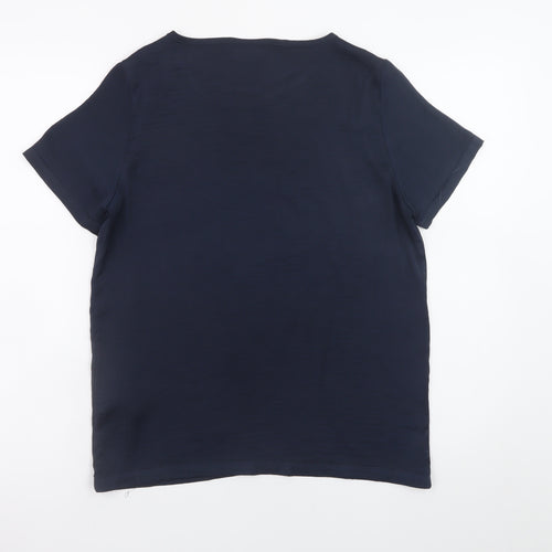 Vila Women's Blue Basic Short Sleeve Polyester T-Shirt XS