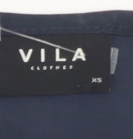 Vila Women's Blue Basic Short Sleeve Polyester T-Shirt XS