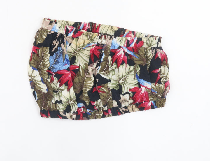 Topshop Women’s Multicoloured Floral Cropped Strapless Top Size 8