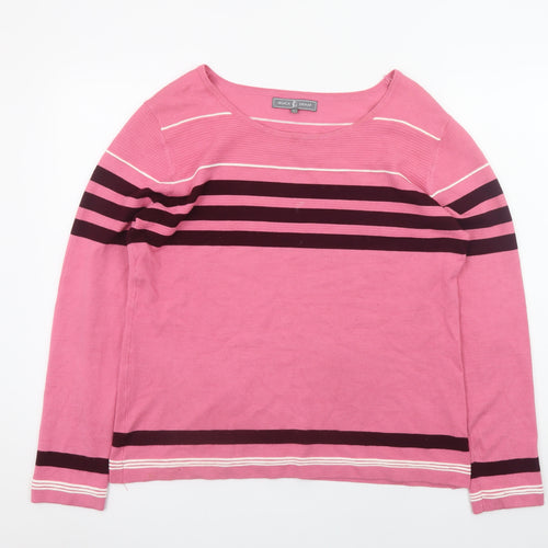 Jessica Graaf Women's Pink Striped Pullover Jumper Size L