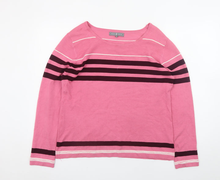 Jessica Graaf Women's Pink Striped Pullover Jumper Size L