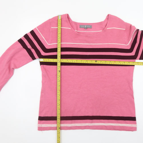 Jessica Graaf Women's Pink Striped Pullover Jumper Size L