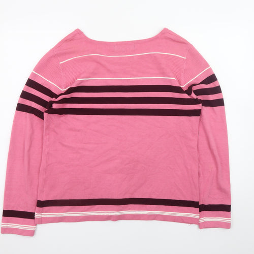 Jessica Graaf Women's Pink Striped Pullover Jumper Size L