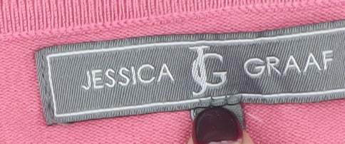 Jessica Graaf Women's Pink Striped Pullover Jumper Size L