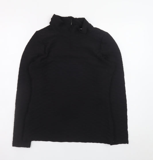 Gallery Women's Black Size 8 Mock Neck Long Sleeve Top