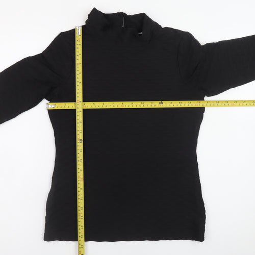 Gallery Women's Black Size 8 Mock Neck Long Sleeve Top