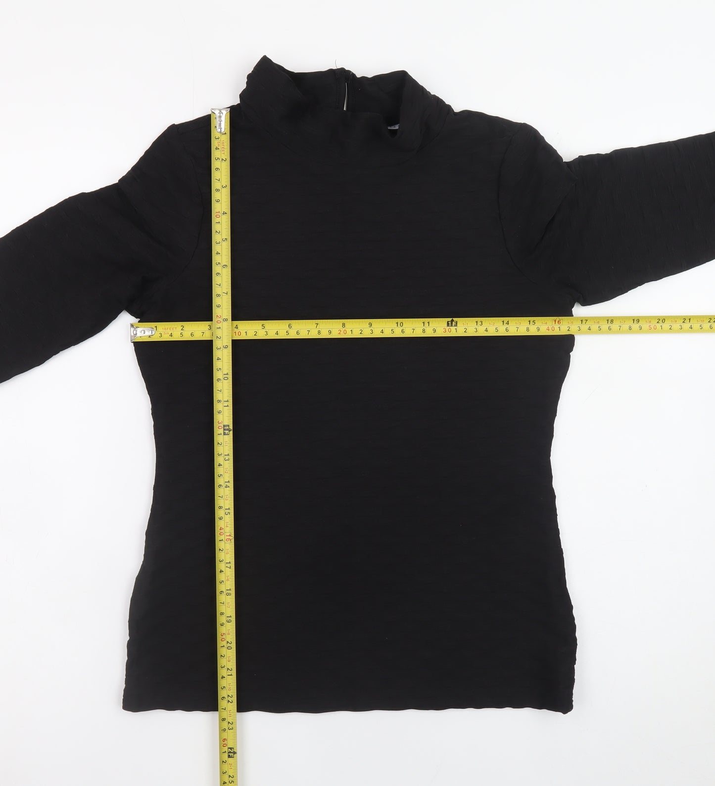 Gallery Women's Black Size 8 Mock Neck Long Sleeve Top