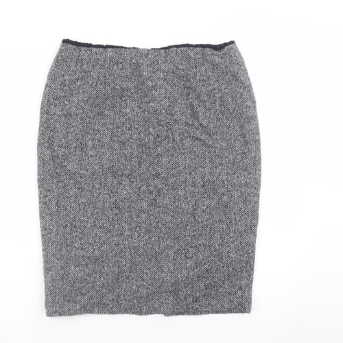 Aquascutum Womens Grey Wool Silk Straight Pencil Skirt UK 16