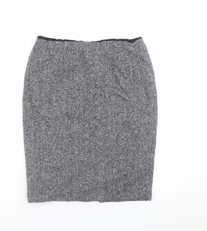 Aquascutum Womens Grey Wool Silk Straight Pencil Skirt UK 16
