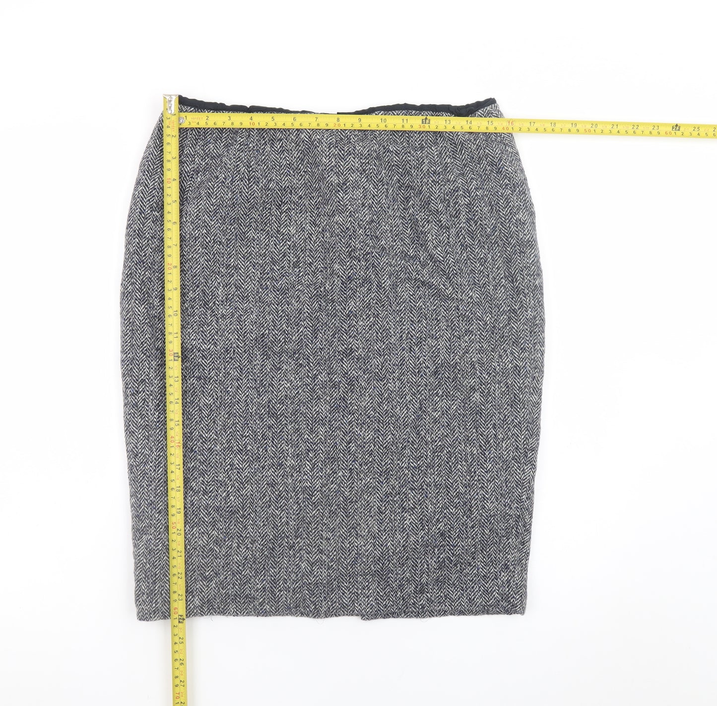 Aquascutum Womens Grey Wool Silk Straight Pencil Skirt UK 16