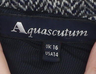 Aquascutum Womens Grey Wool Silk Straight Pencil Skirt UK 16