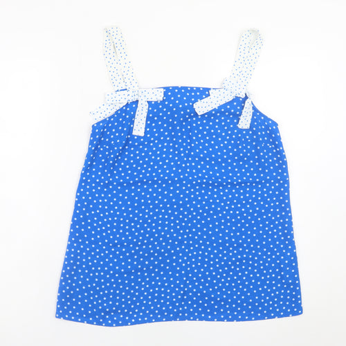 Savida Women's Blue Polka Dot Bow Strap Camisole Top Size S