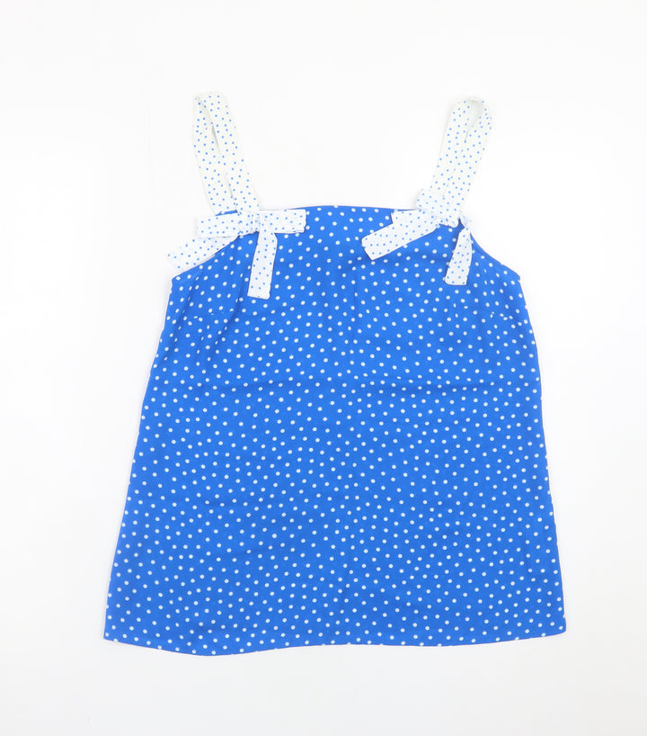Savida Women's Blue Polka Dot Bow Strap Camisole Top Size S