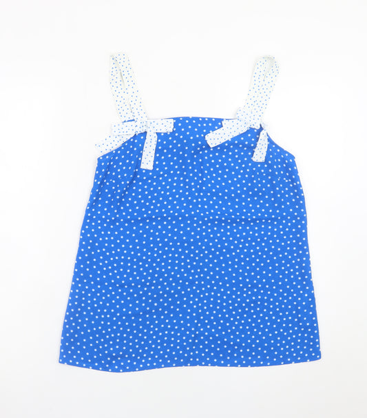 Savida Women's Blue Polka Dot Bow Strap Camisole Top Size S