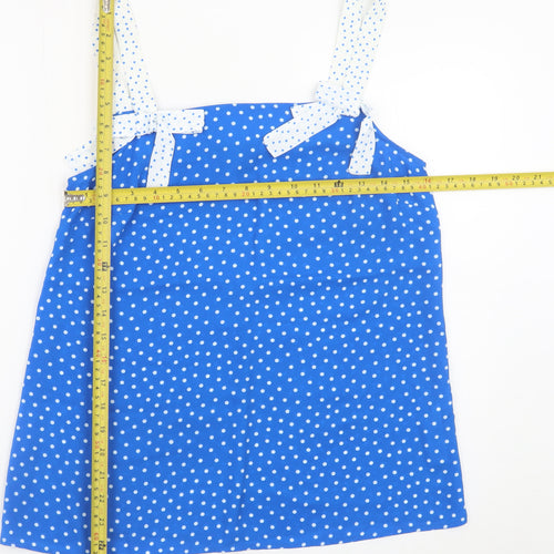 Savida Women's Blue Polka Dot Bow Strap Camisole Top Size S