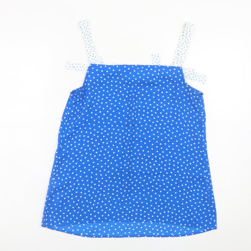 Savida Women's Blue Polka Dot Bow Strap Camisole Top Size S