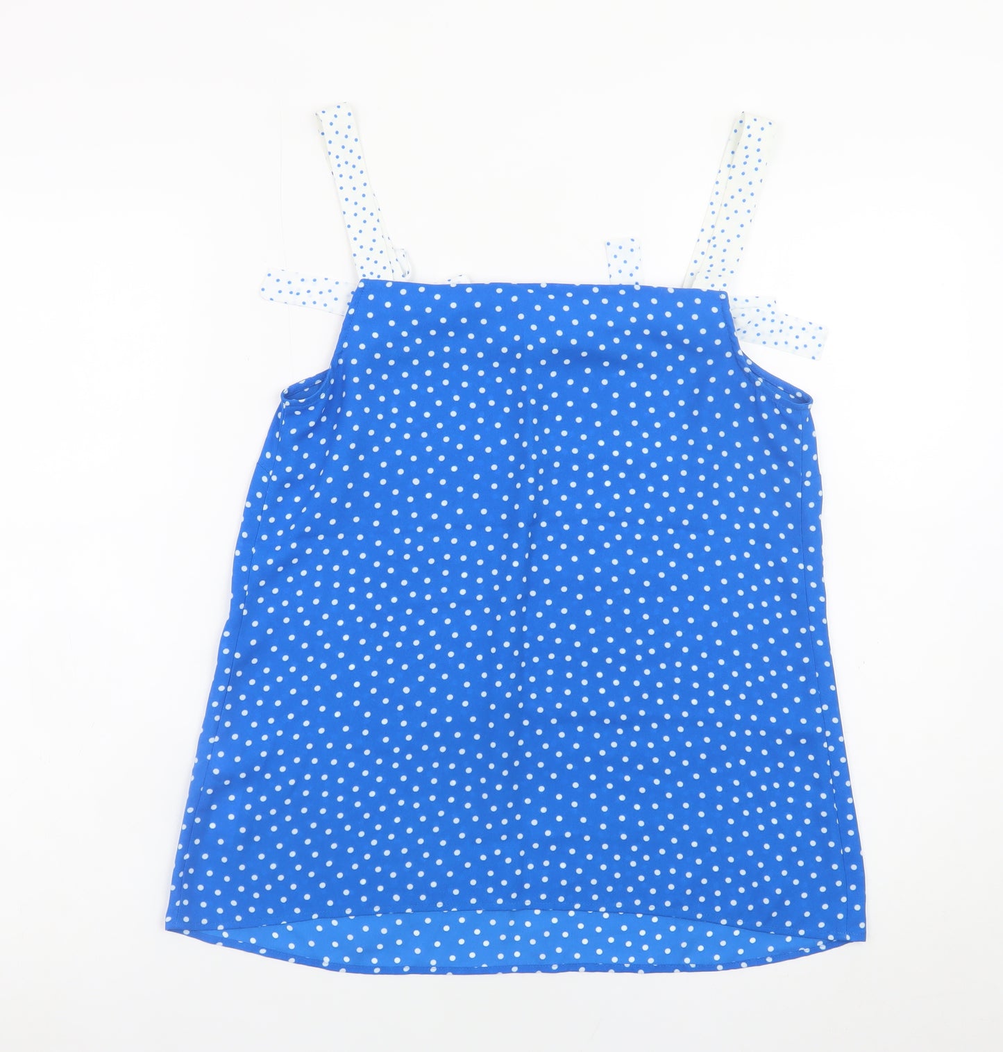 Savida Women's Blue Polka Dot Bow Strap Camisole Top Size S